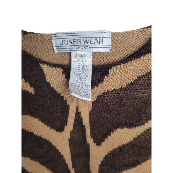 Jones Wear Sport Zebra Print Knit Sweater Medium M  Long Sleeve cotton Womens To - Picture 3 of 6